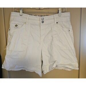 Dakota Blue Womens White Denim Cargo Shorts Size 10 Double Button Utility
